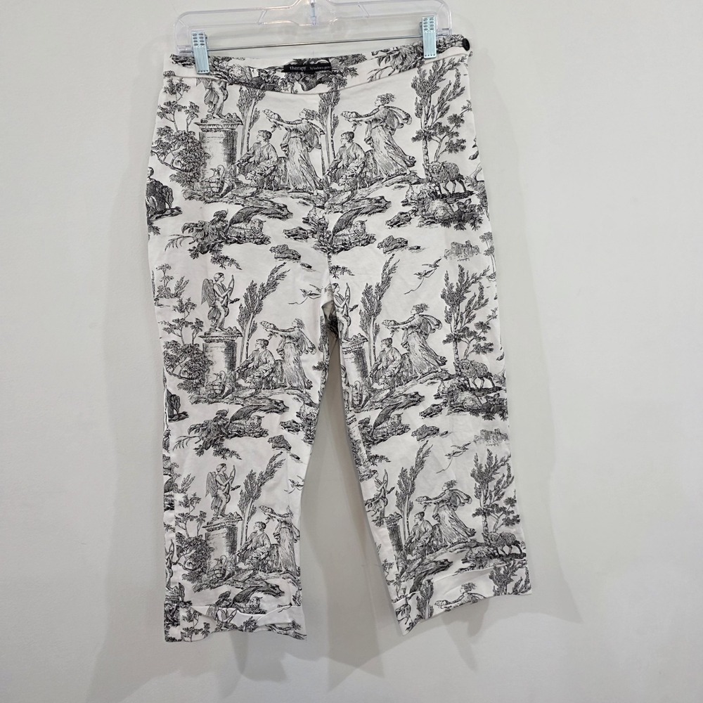 Womens Toile Pants Size 14 Cropped Euro Summer Coastal Quiet Luxury Cotton